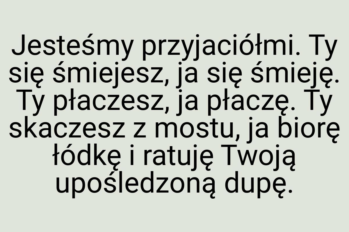 Jesteśmy przyjaciółmi. Ty się śmiejesz, ja się śmieję. Ty