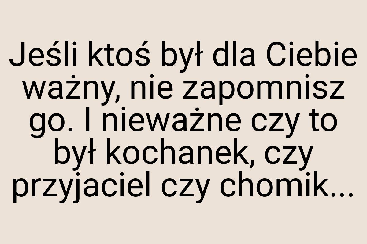 Jeśli ktoś był dla Ciebie ważny, nie zapomnisz go. I