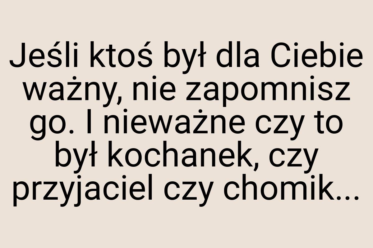 Jeśli ktoś był dla Ciebie ważny, nie zapomnisz go. I