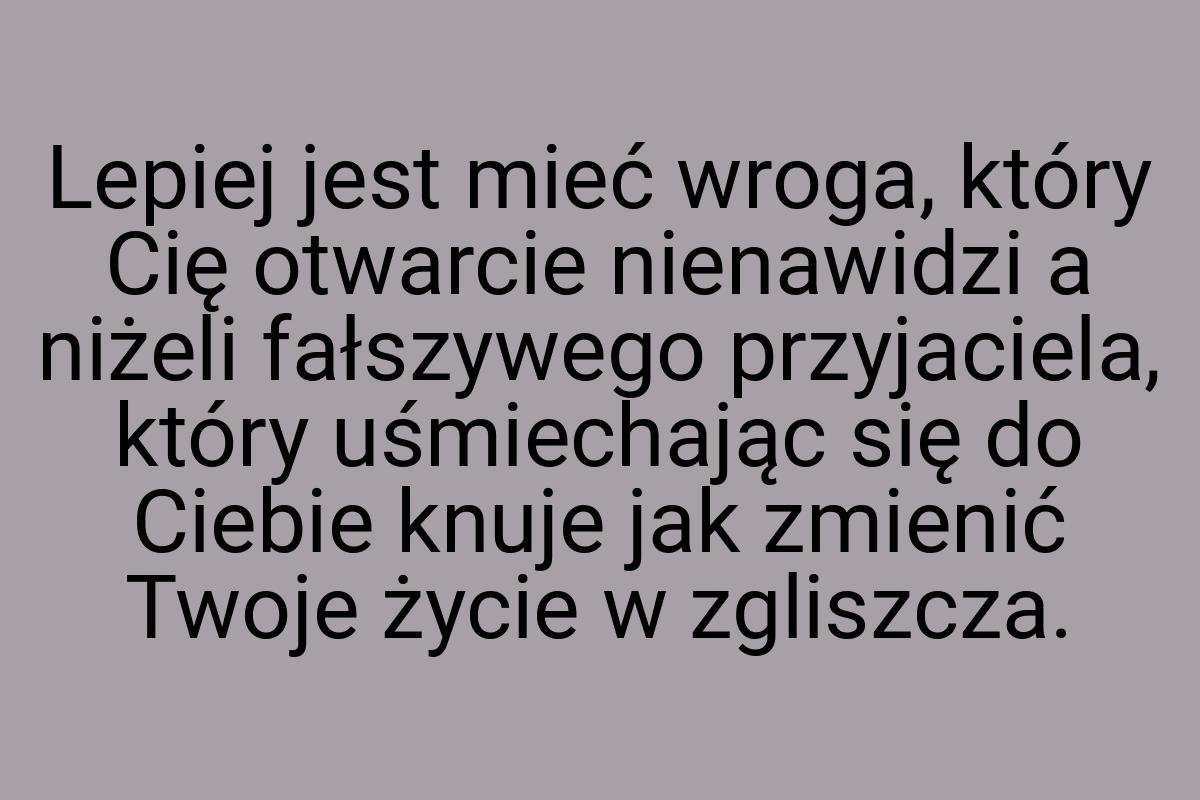 Lepiej jest mieć wroga, który Cię otwarcie nienawidzi a