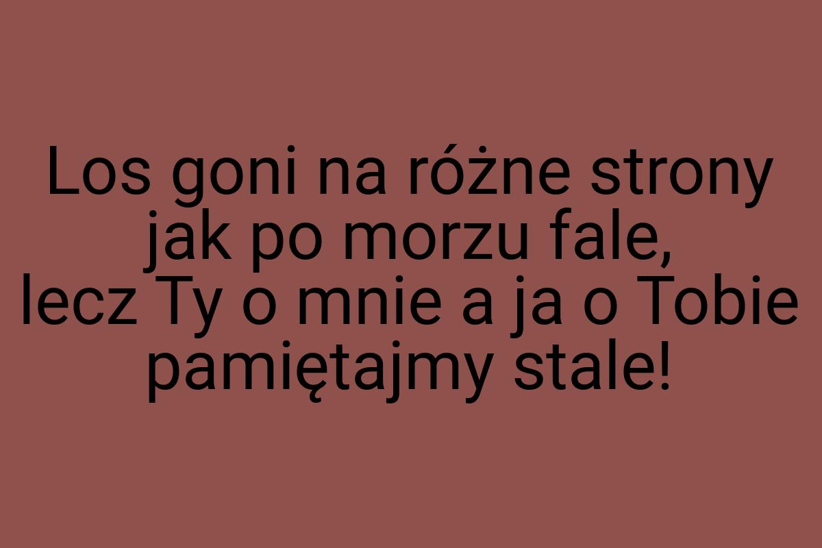 Los goni na różne strony jak po morzu fale, lecz Ty o mnie