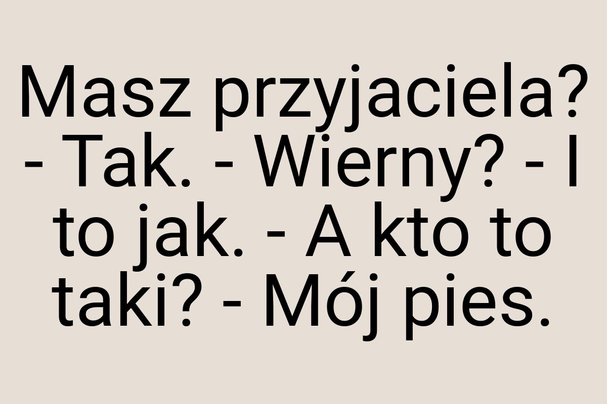 Masz przyjaciela? - Tak. - Wierny? - I to jak. - A kto to