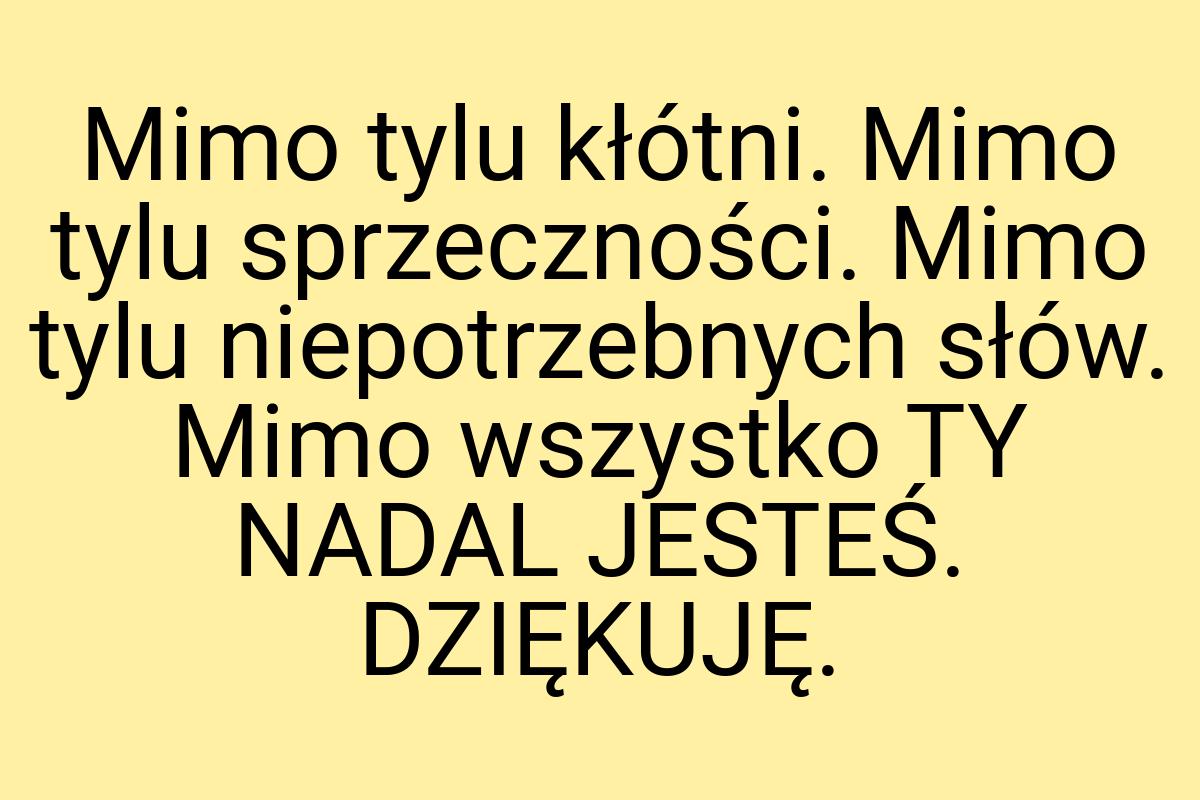 Mimo tylu kłótni. Mimo tylu sprzeczności. Mimo tylu