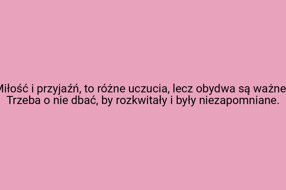 Miłość i przyjaźń, to różne uczucia, lecz obydwa są ważne