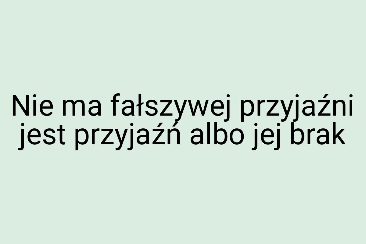 Nie ma fałszywej przyjaźni jest przyjaźń albo jej brak