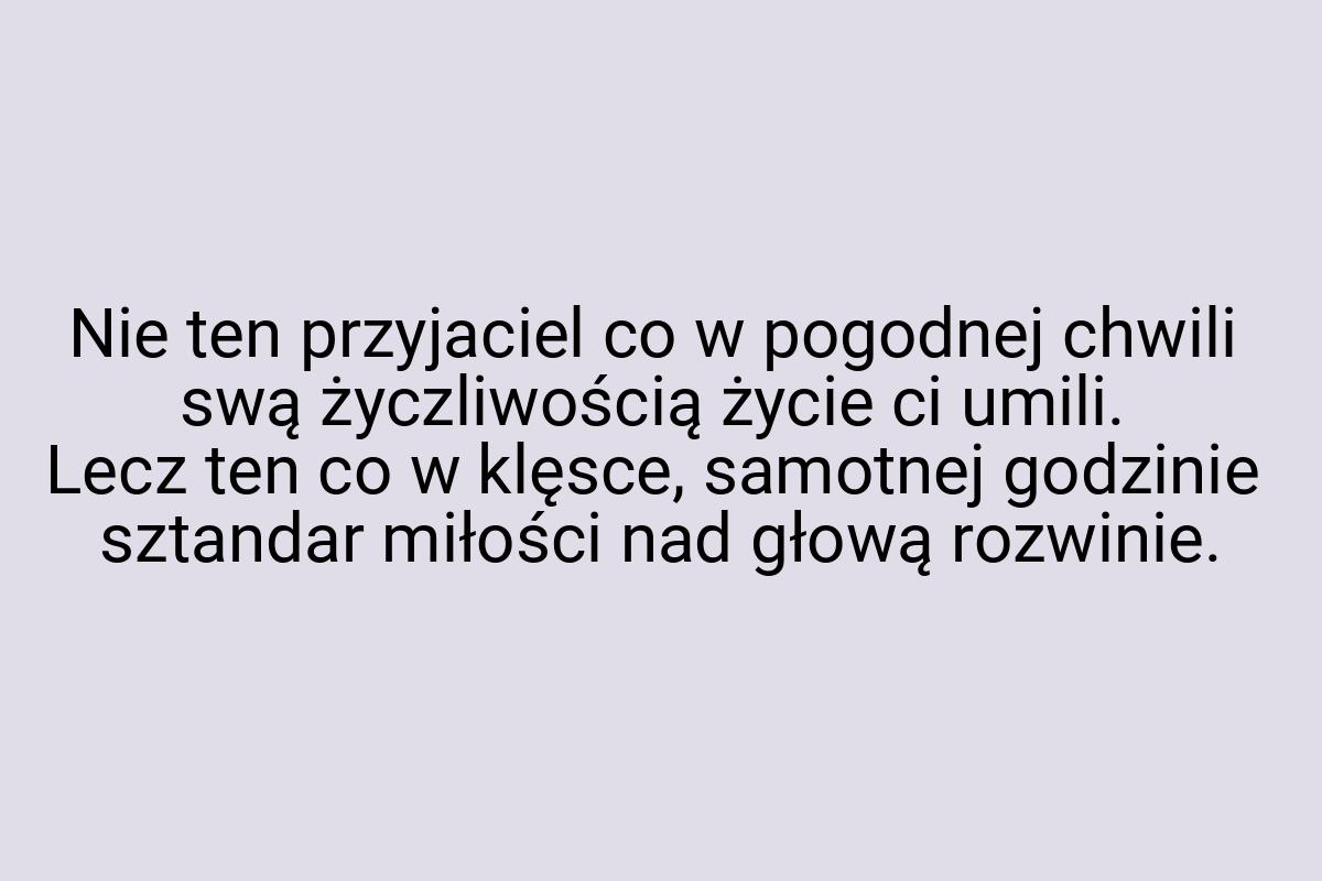 Nie ten przyjaciel co w pogodnej chwili swą życzliwością