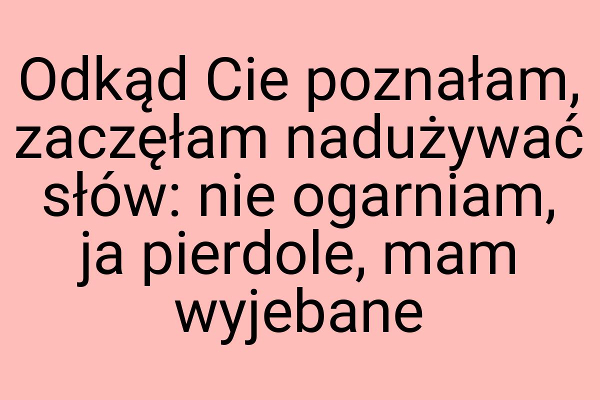 Odkąd Cie poznałam, zaczęłam nadużywać słów: nie ogarniam