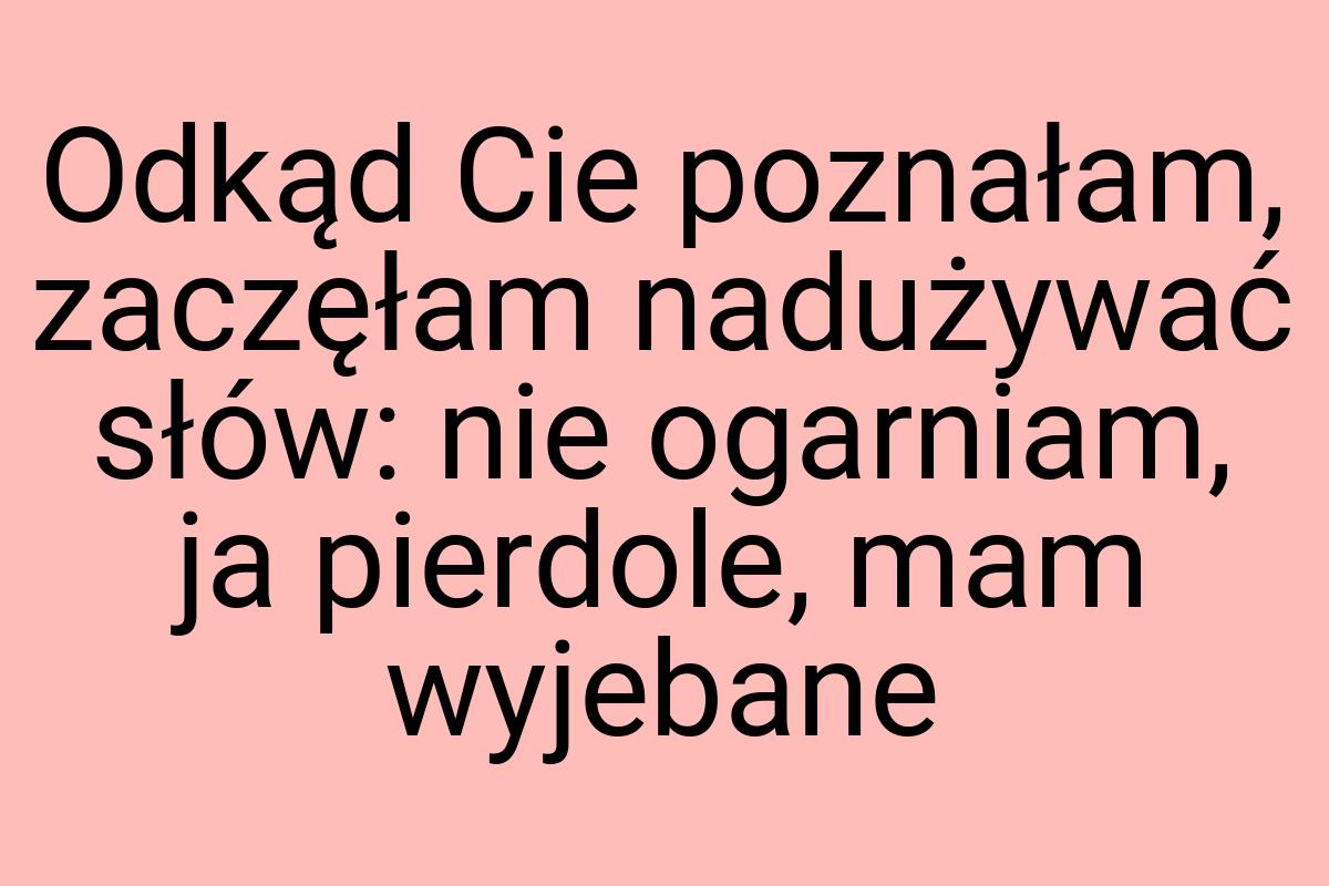 Odkąd Cie poznałam, zaczęłam nadużywać słów: nie ogarniam