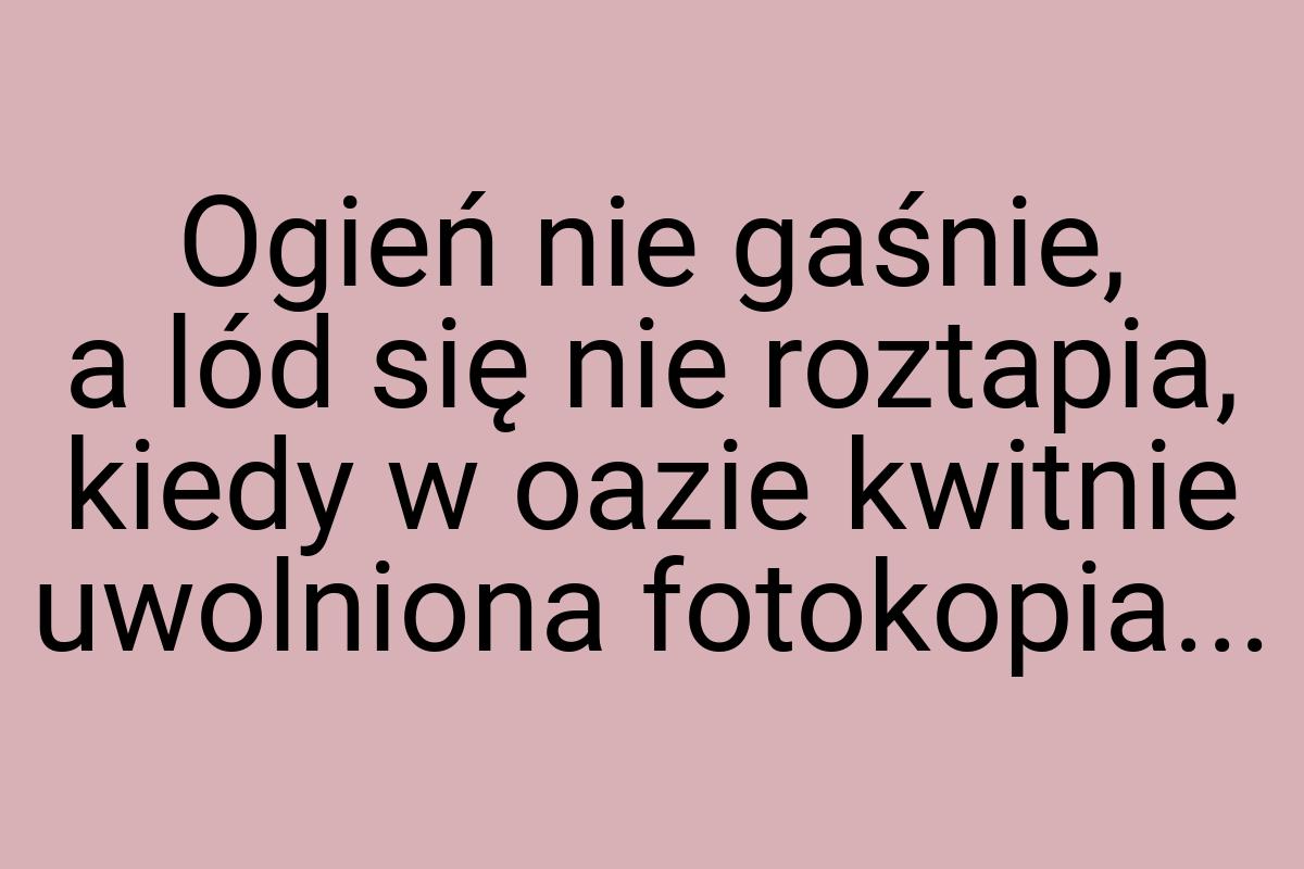 Ogień nie gaśnie, a lód się nie roztapia, kiedy w oazie