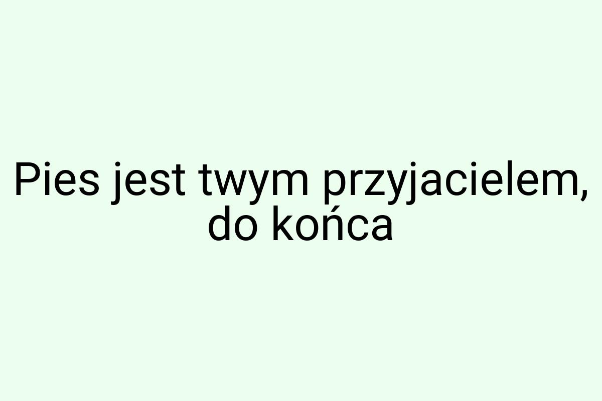 Pies jest twym przyjacielem, do końca