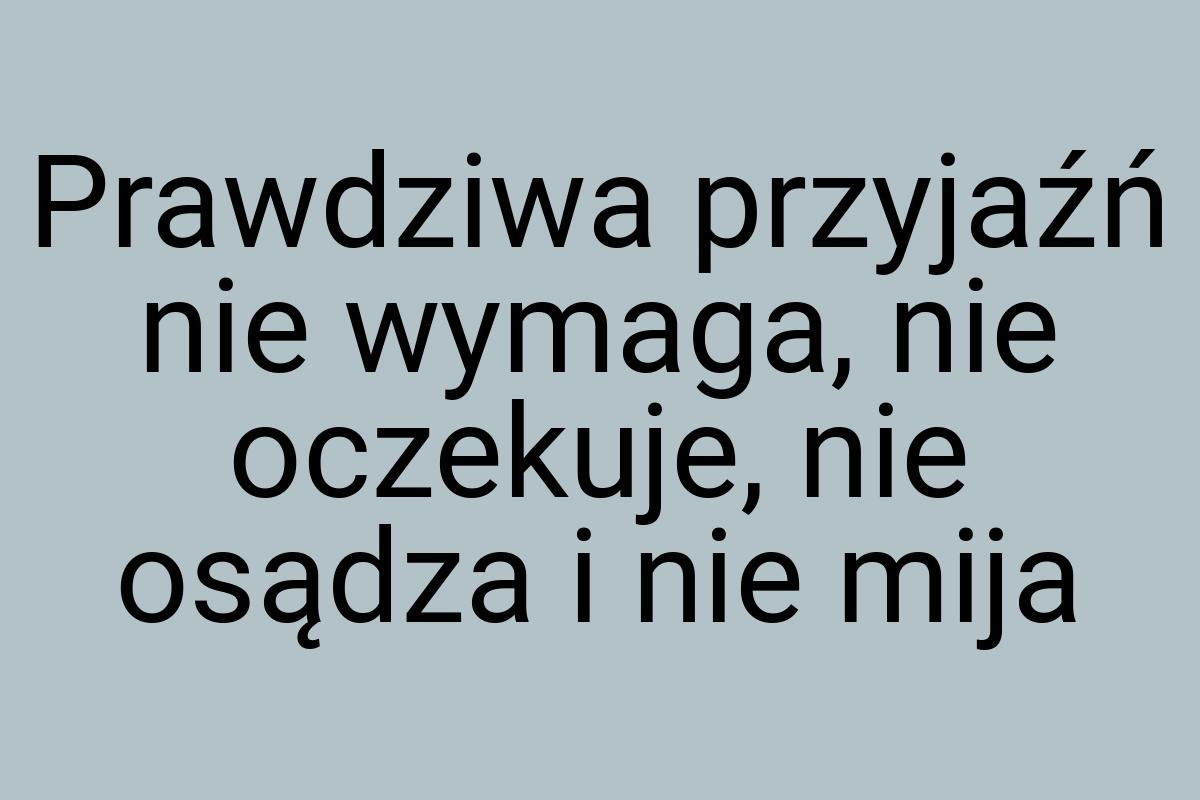 Prawdziwa przyjaźń nie wymaga, nie oczekuje, nie osądza i