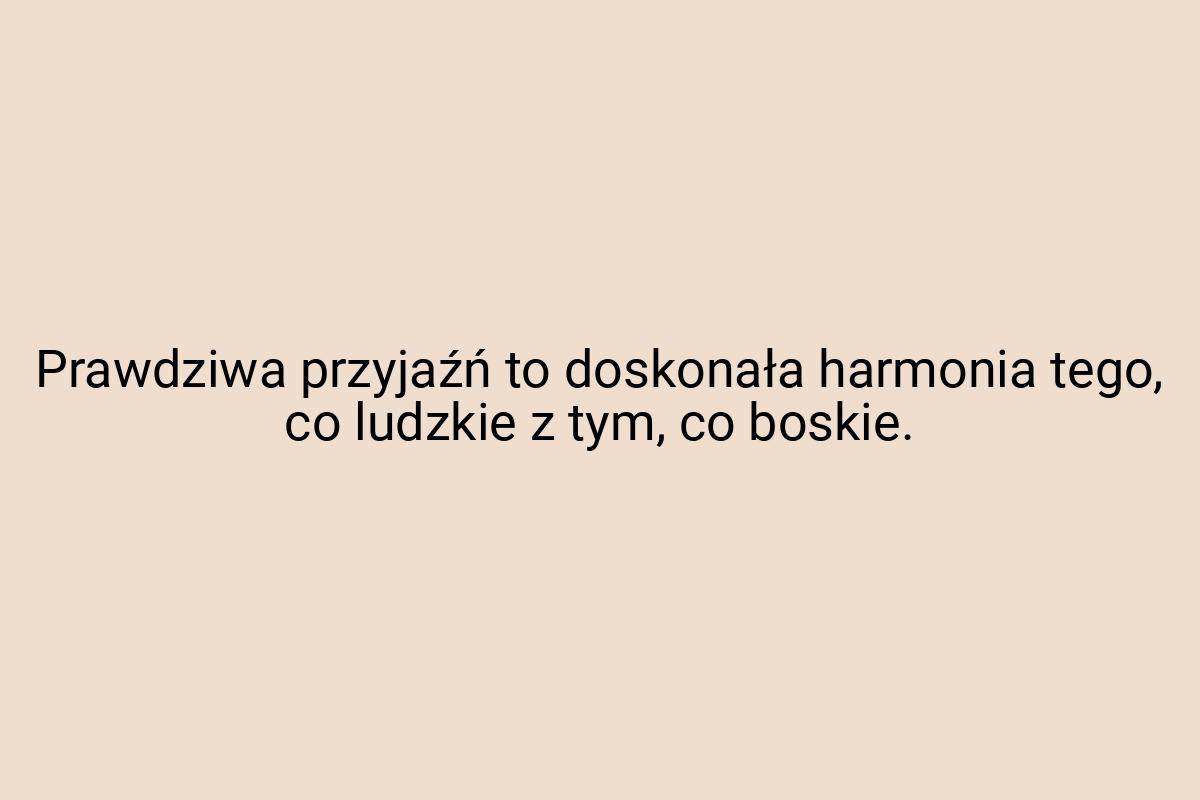 Prawdziwa przyjaźń to doskonała harmonia tego, co ludzkie z