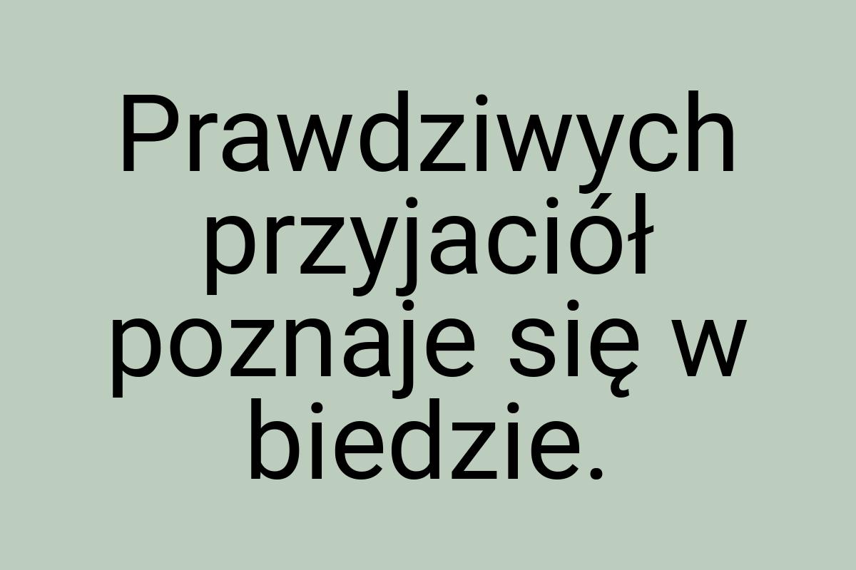 Prawdziwych przyjaciół poznaje się w biedzie