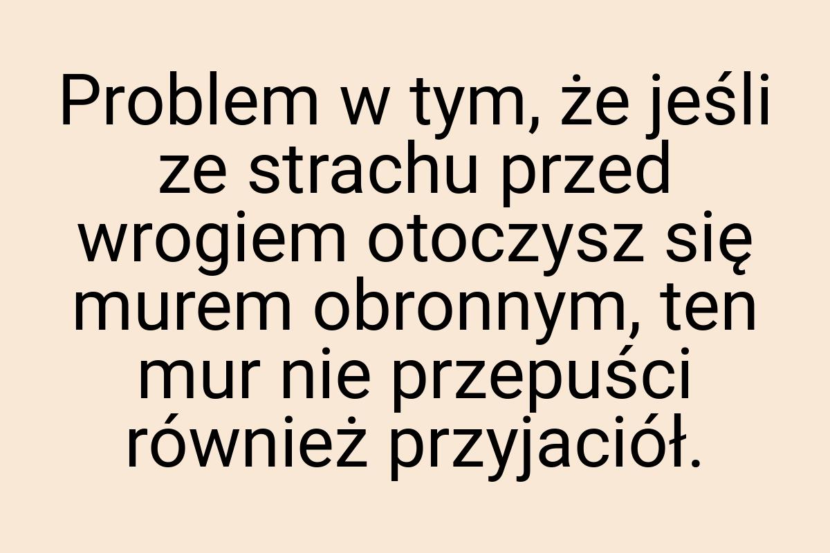 Problem w tym, że jeśli ze strachu przed wrogiem otoczysz