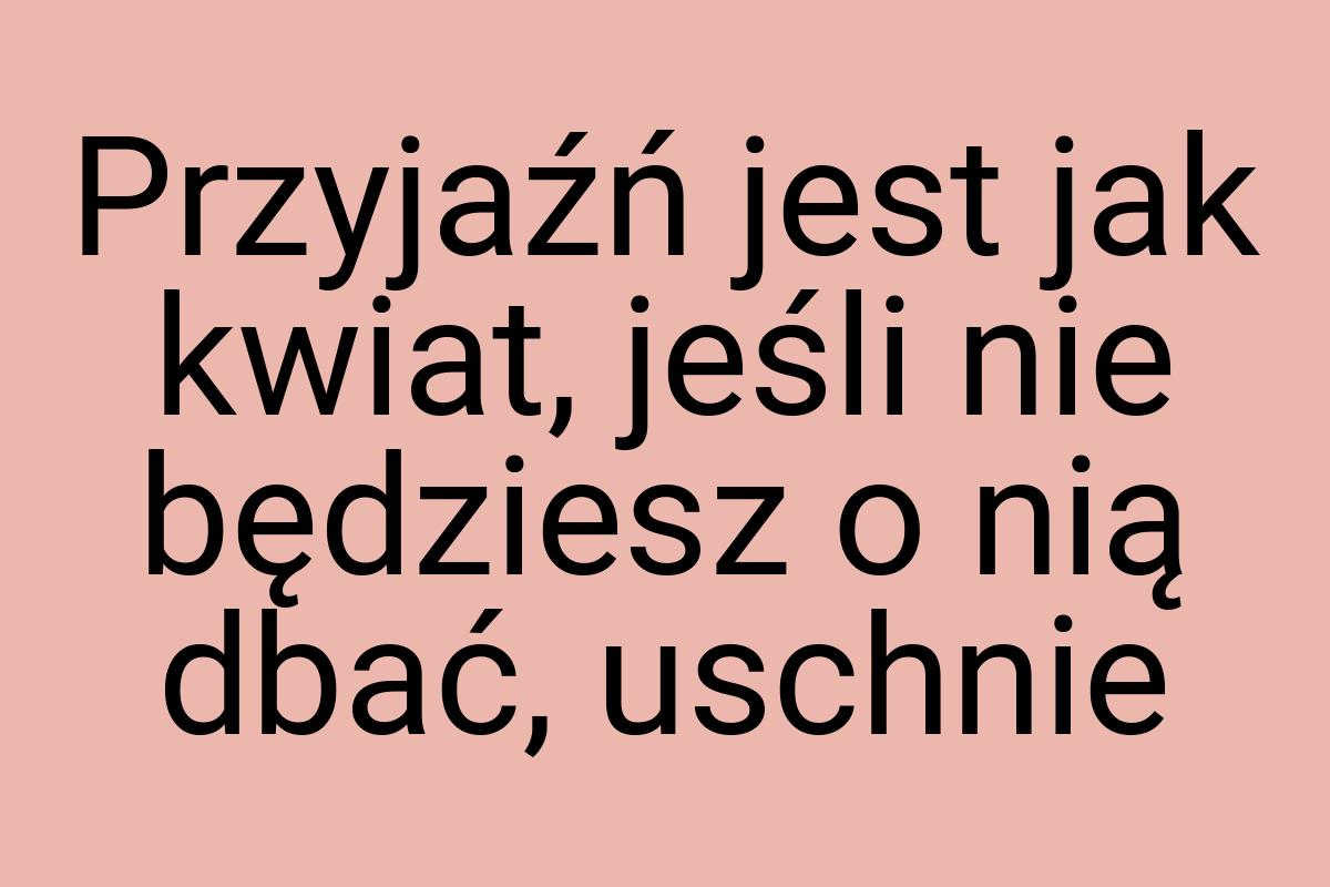 Przyjaźń jest jak kwiat, jeśli nie będziesz o nią dbać