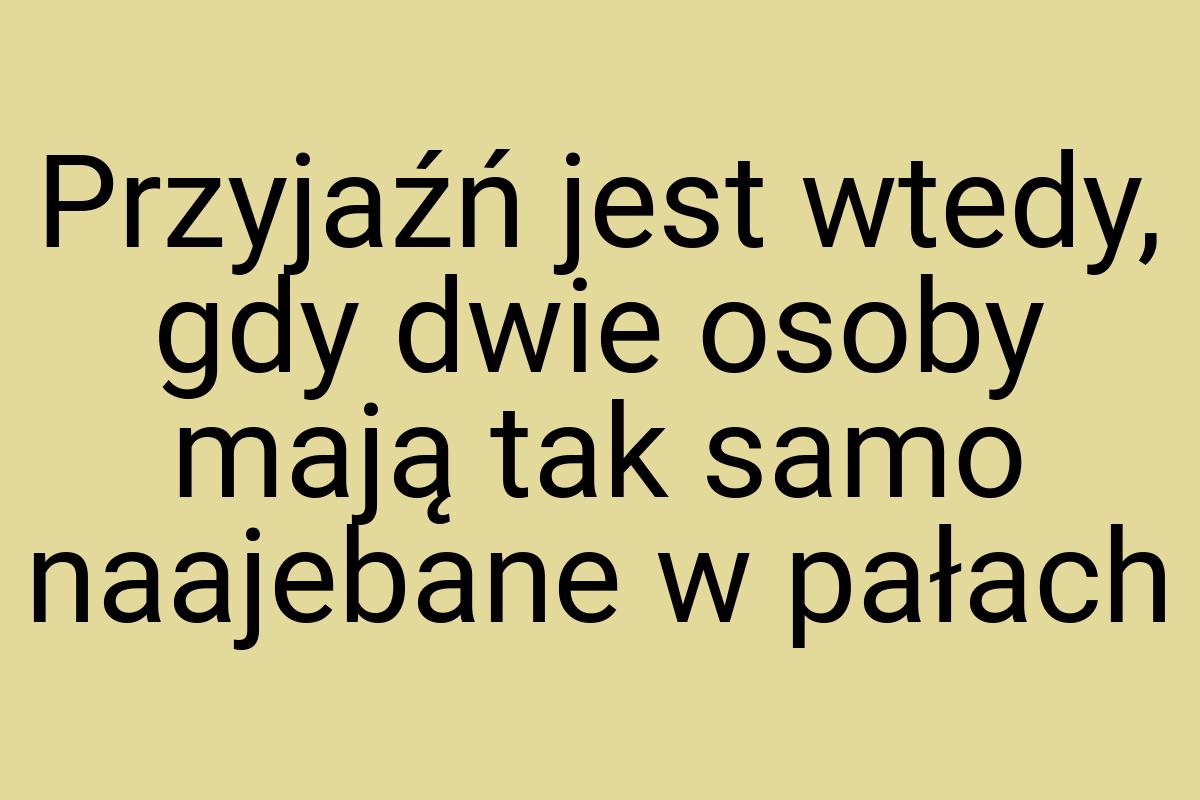 Przyjaźń jest wtedy, gdy dwie osoby mają tak samo naajebane