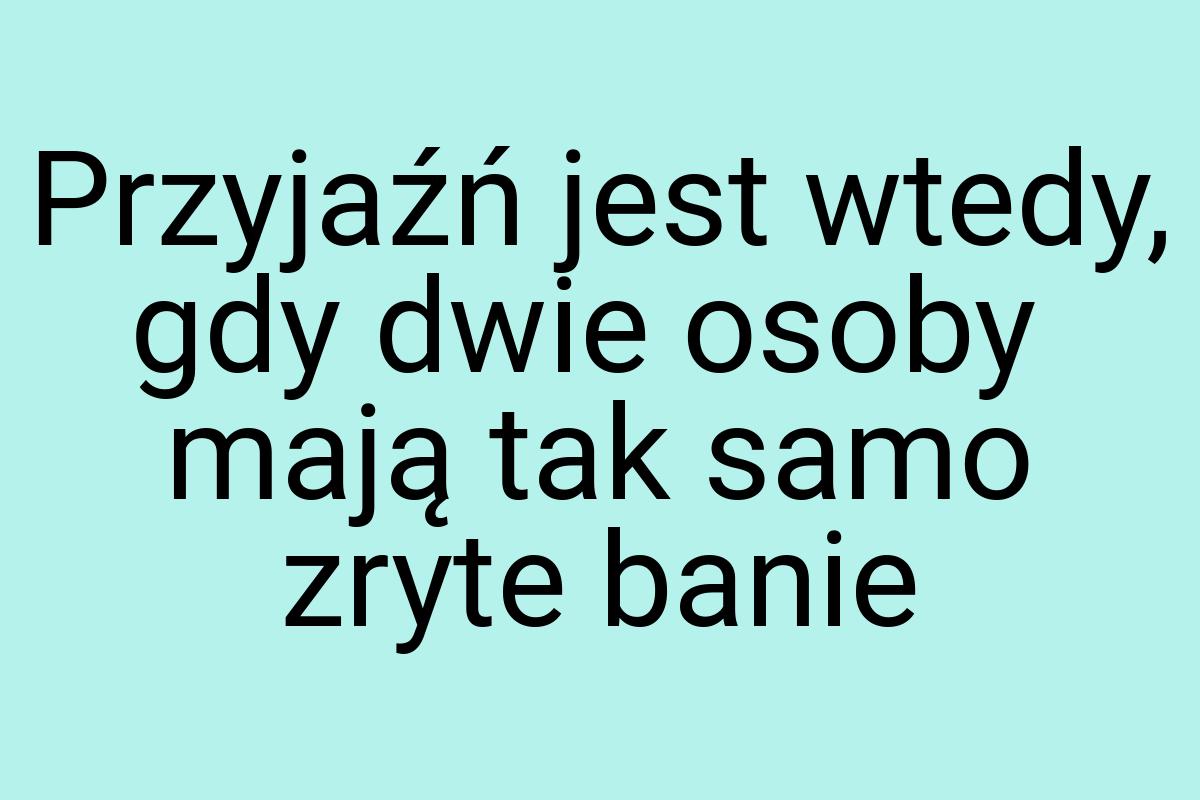 Przyjaźń jest wtedy, gdy dwie osoby mają tak samo zryte