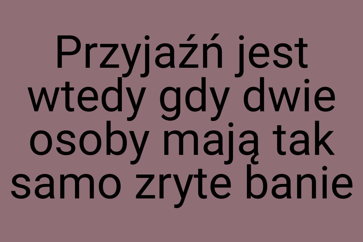 Przyjaźń jest wtedy gdy dwie osoby mają tak samo zryte banie