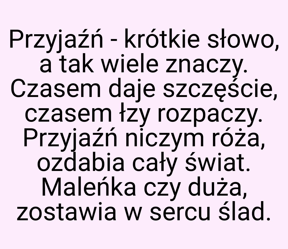 Przyjaźń - krótkie słowo, a tak wiele znaczy. Czasem daje