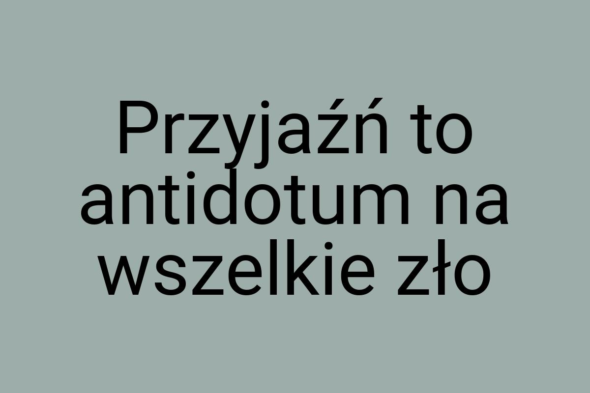 Przyjaźń to antidotum na wszelkie zło