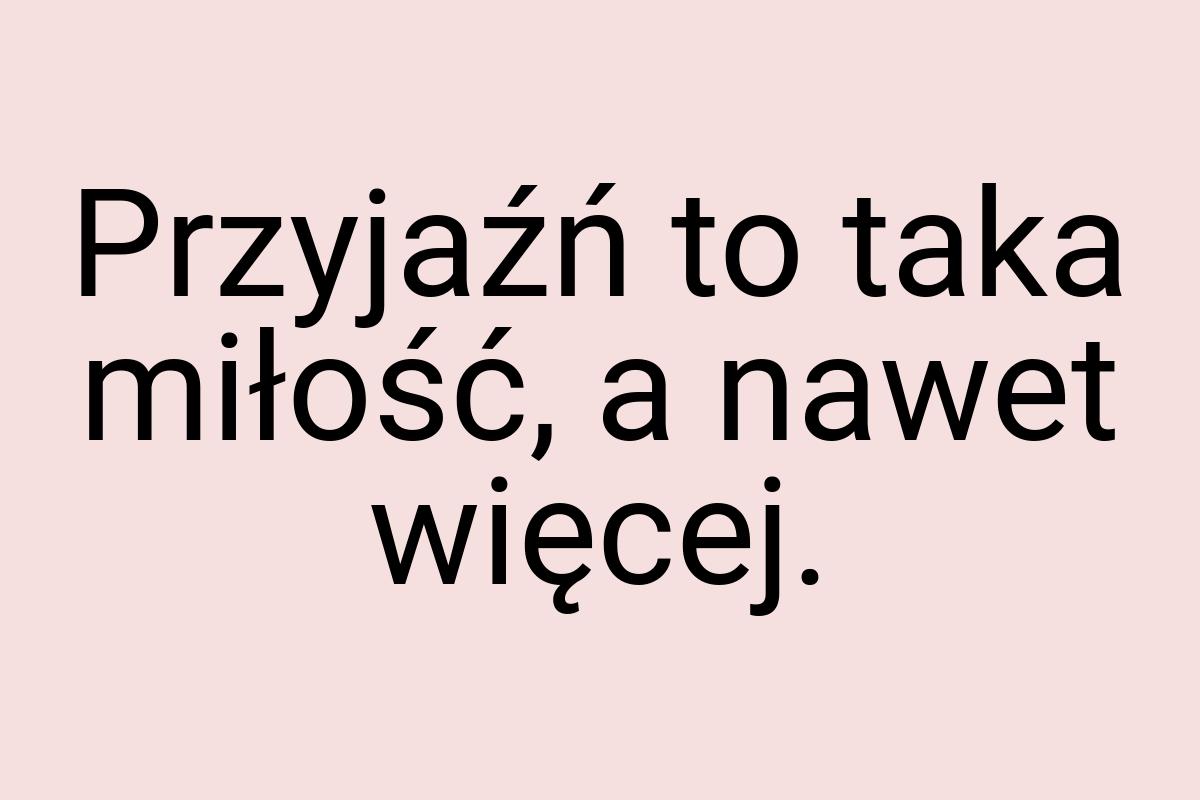 Przyjaźń to taka miłość, a nawet więcej