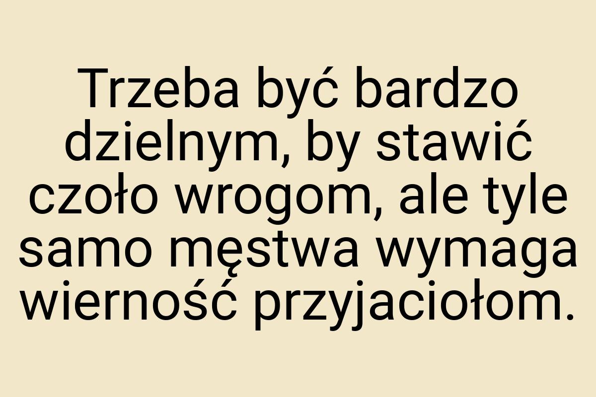 Trzeba być bardzo dzielnym, by stawić czoło wrogom, ale