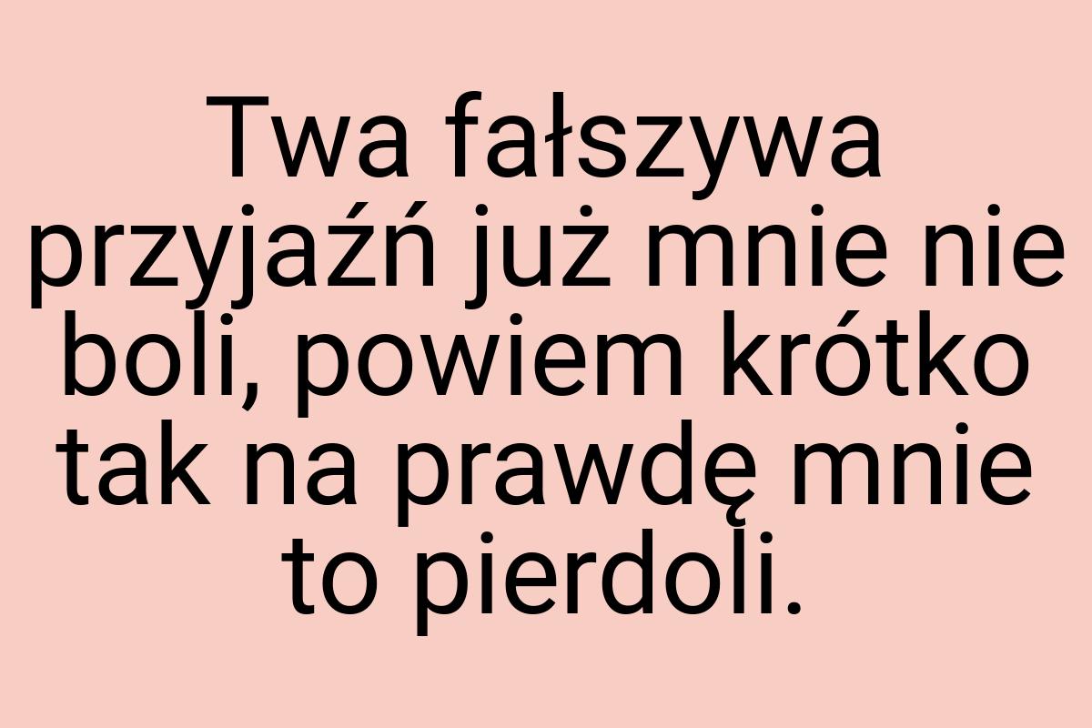 Twa fałszywa przyjaźń już mnie nie boli, powiem krótko tak