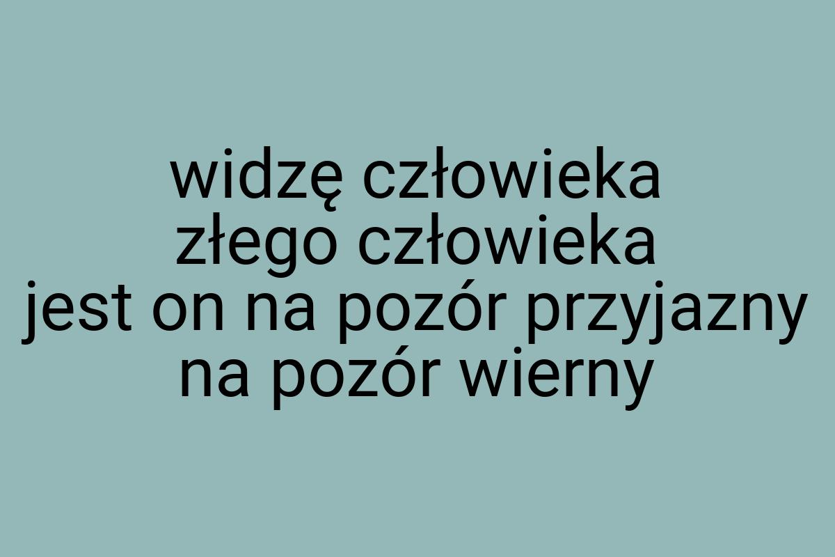 Widzę człowieka złego człowieka jest on na pozór przyjazny