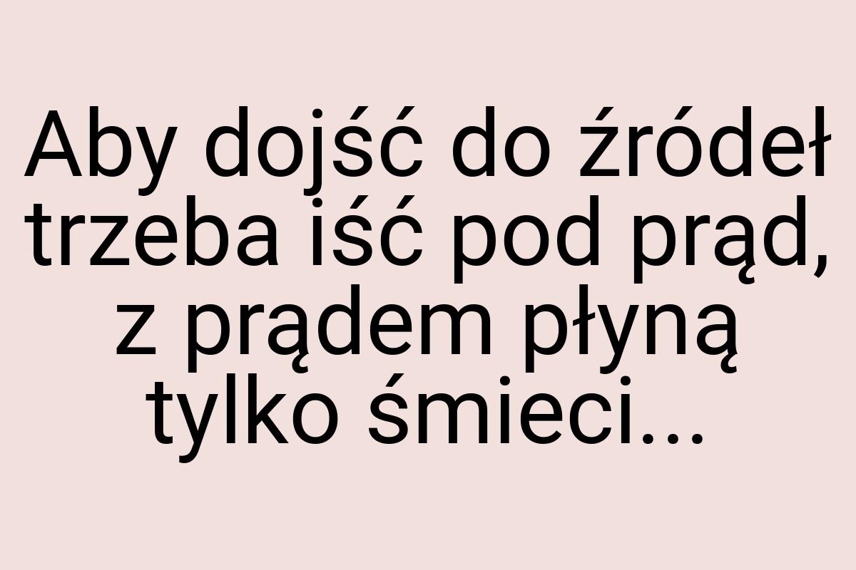 Aby dojść do źródeł trzeba iść pod prąd, z prądem płyną