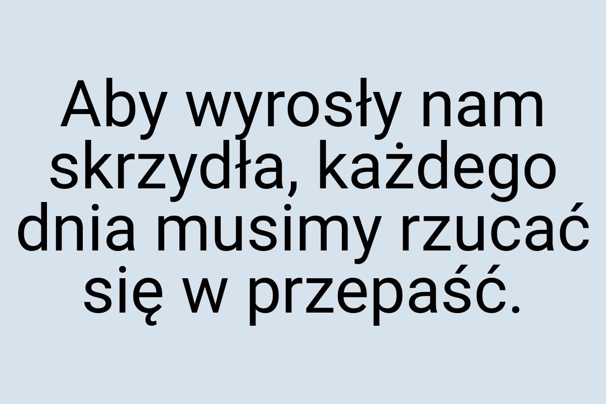 Aby wyrosły nam skrzydła, każdego dnia musimy rzucać się w