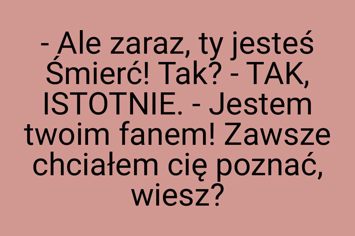 - Ale zaraz, ty jesteś Śmierć! Tak? - TAK, ISTOTNIE