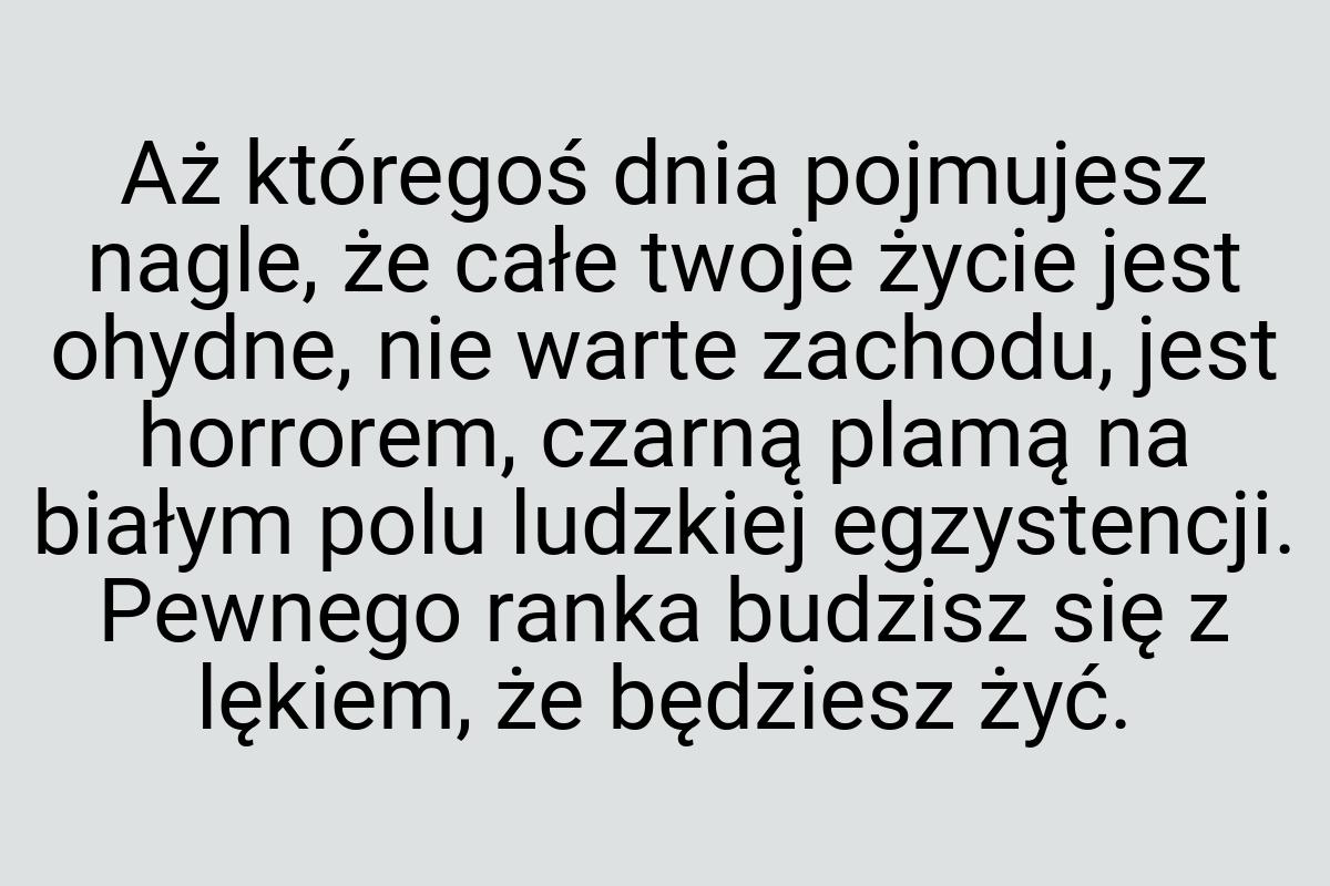 Aż któregoś dnia pojmujesz nagle, że całe twoje życie jest