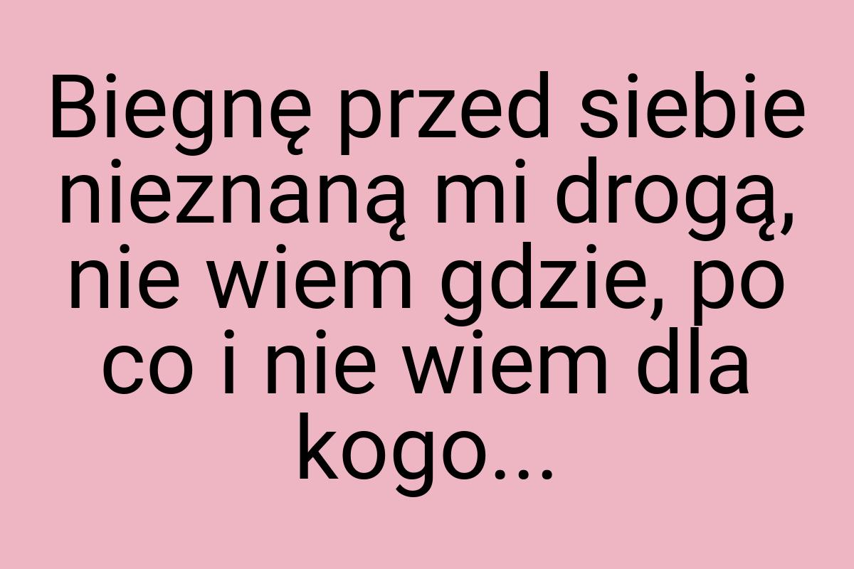 Biegnę przed siebie nieznaną mi drogą, nie wiem gdzie, po