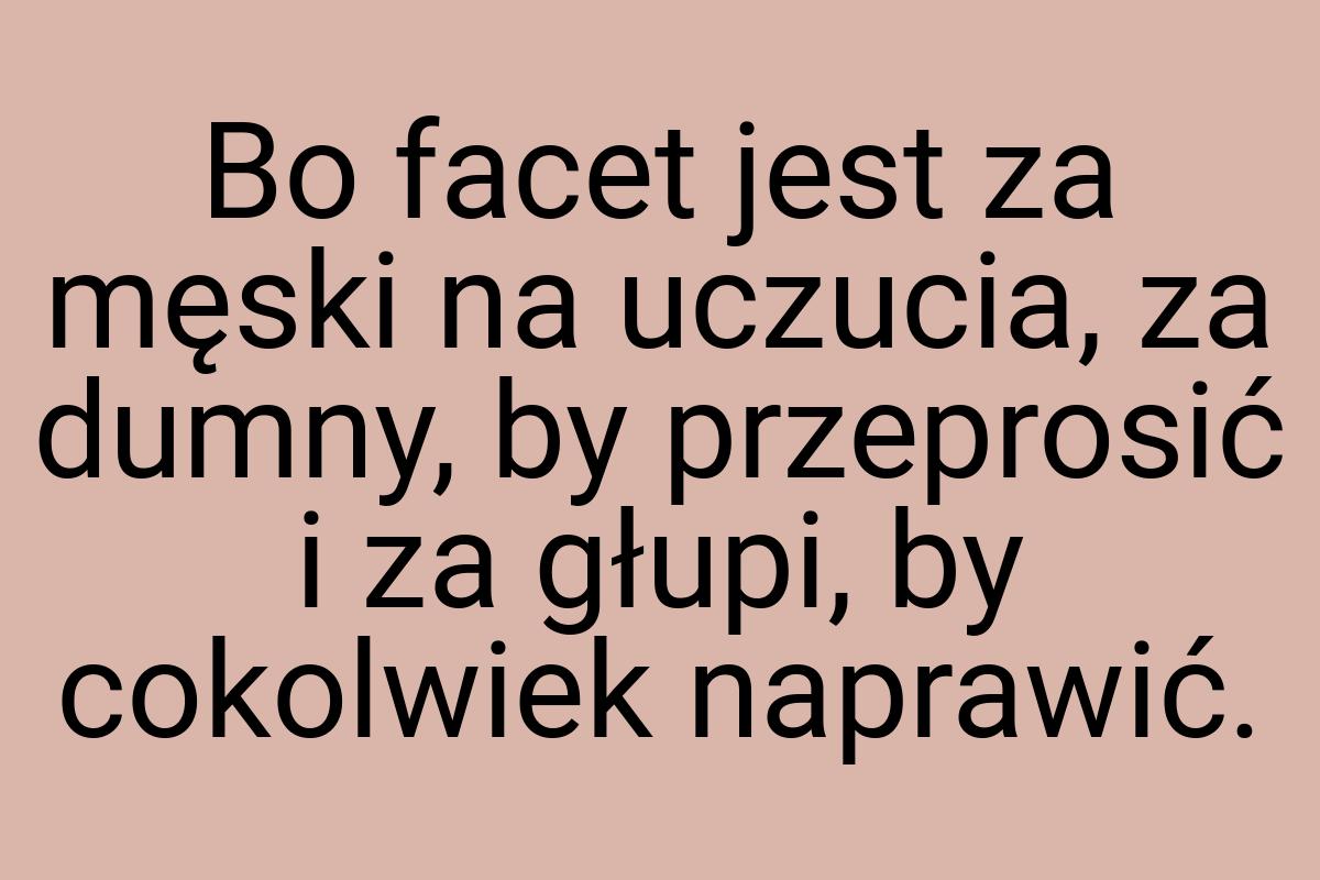 Bo facet jest za męski na uczucia, za dumny, by przeprosić