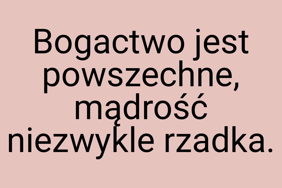 Bogactwo jest powszechne, mądrość niezwykle rzadka