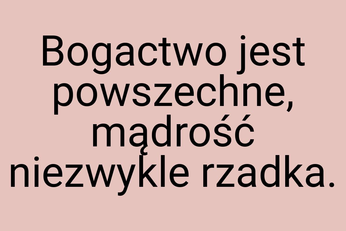 Bogactwo jest powszechne, mądrość niezwykle rzadka