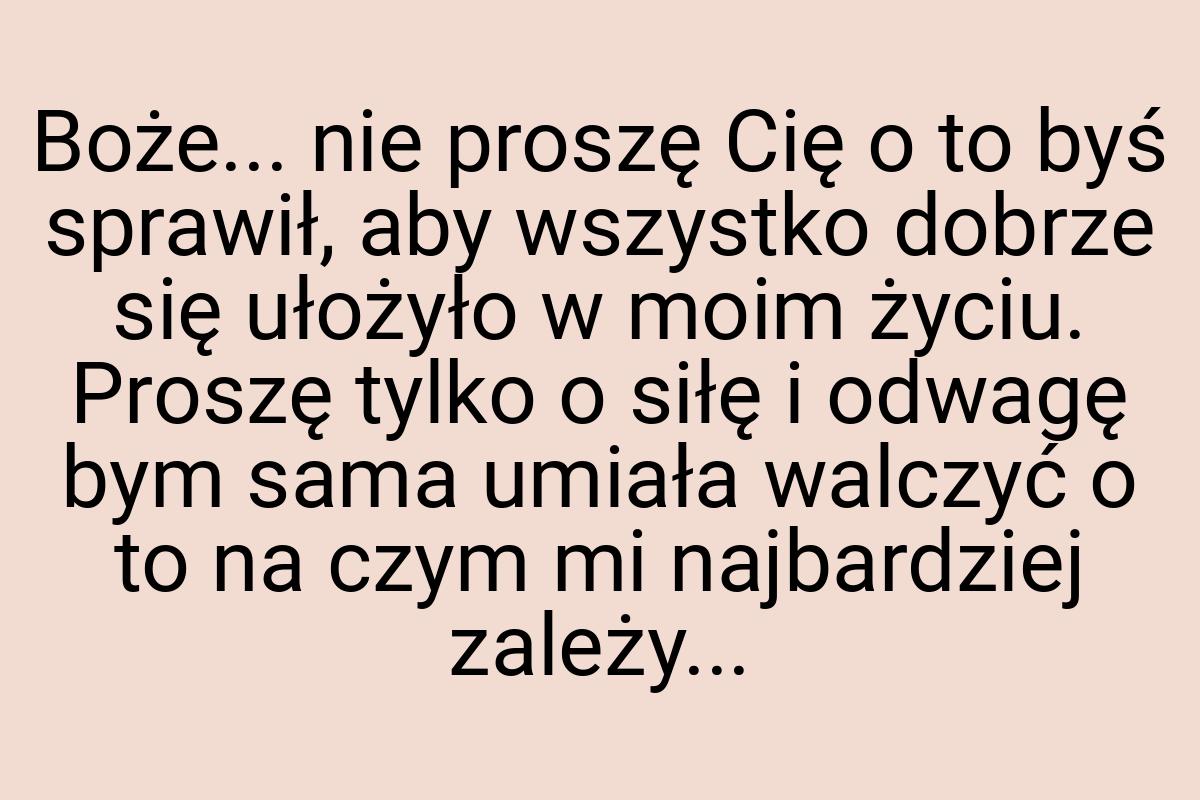 Boże... nie proszę Cię o to byś sprawił, aby wszystko