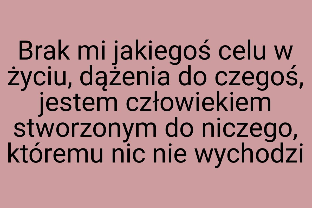 Brak mi jakiegoś celu w życiu, dążenia do czegoś, jestem