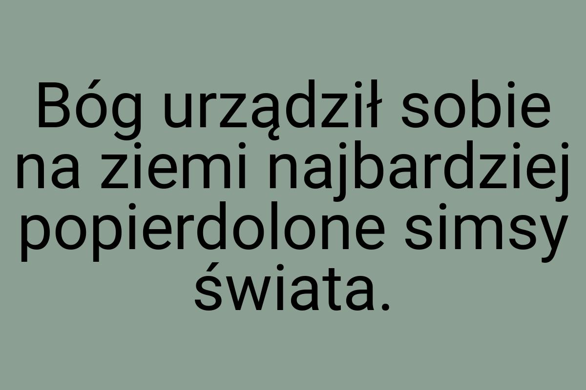 Bóg urządził sobie na ziemi najbardziej popierdolone simsy