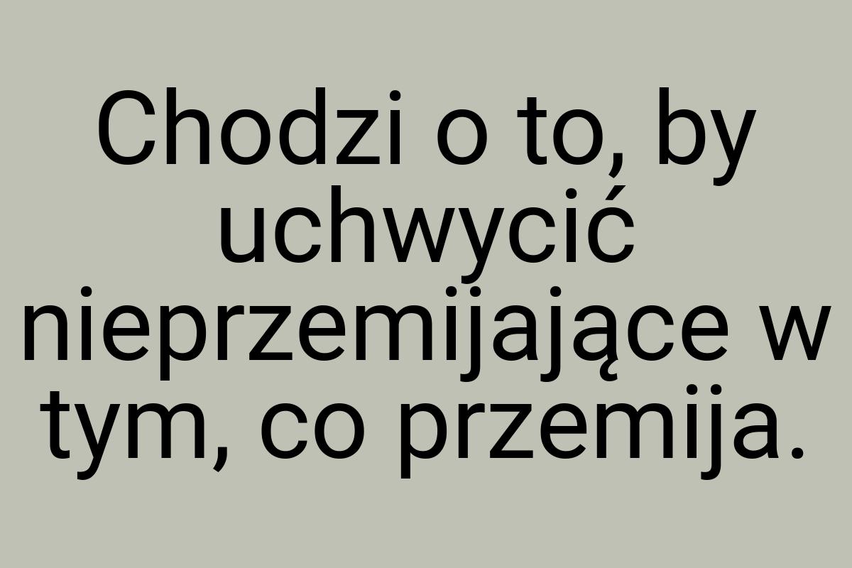 Chodzi o to, by uchwycić nieprzemijające w tym, co przemija