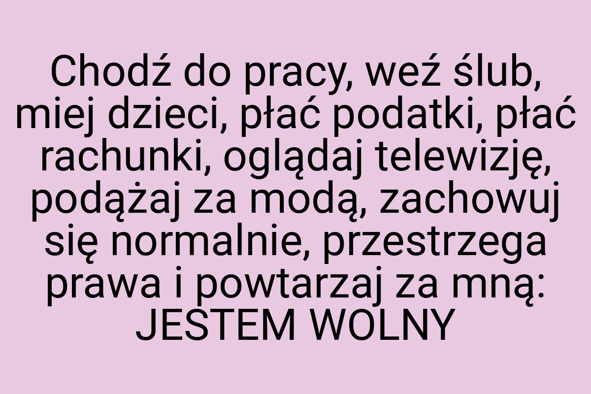 Chodź do pracy, weź ślub, miej dzieci, płać podatki, płać