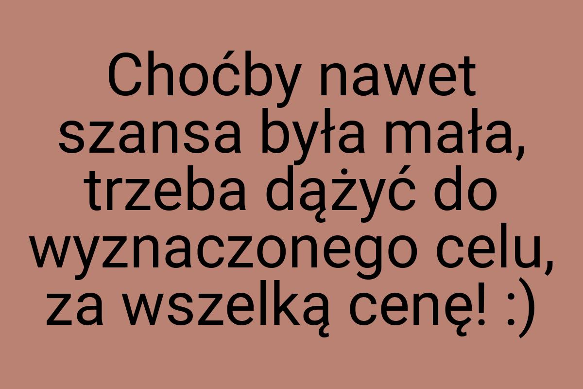 Choćby nawet szansa była mała, trzeba dążyć do wyznaczonego