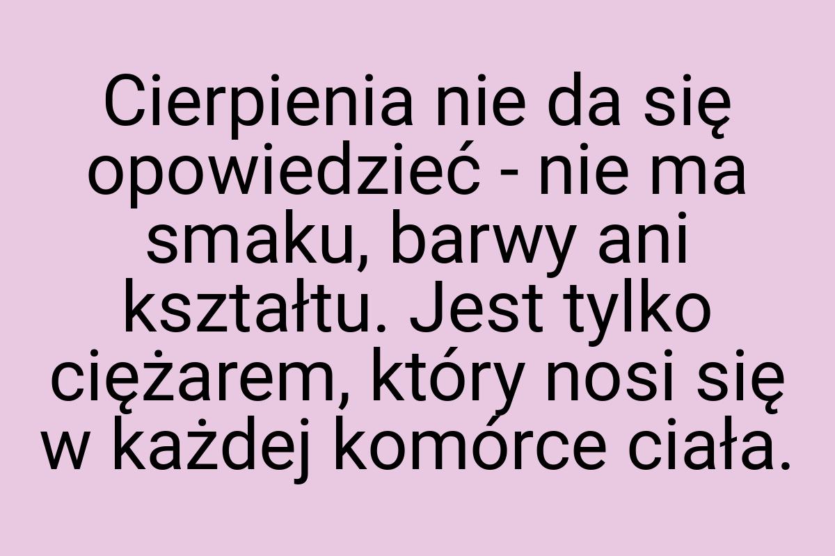 Cierpienia nie da się opowiedzieć - nie ma smaku, barwy ani