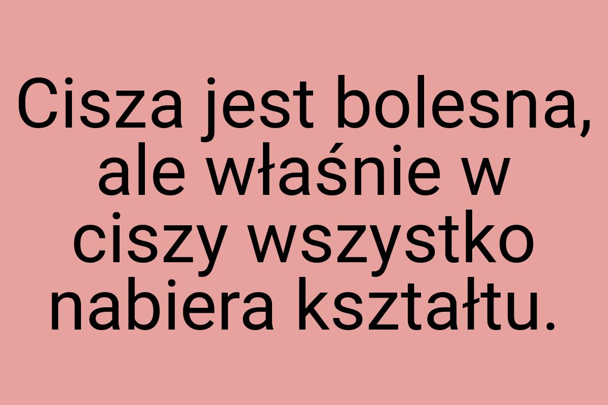 Cisza jest bolesna, ale właśnie w ciszy wszystko nabiera