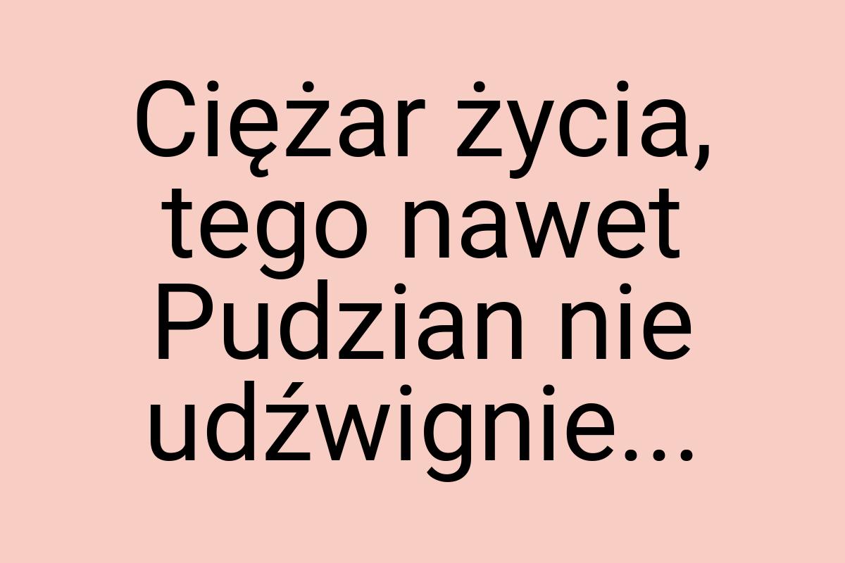 Ciężar życia, tego nawet Pudzian nie udźwignie