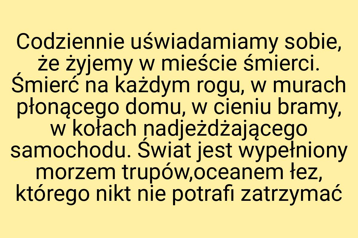 Codziennie uświadamiamy sobie, że żyjemy w mieście śmierci