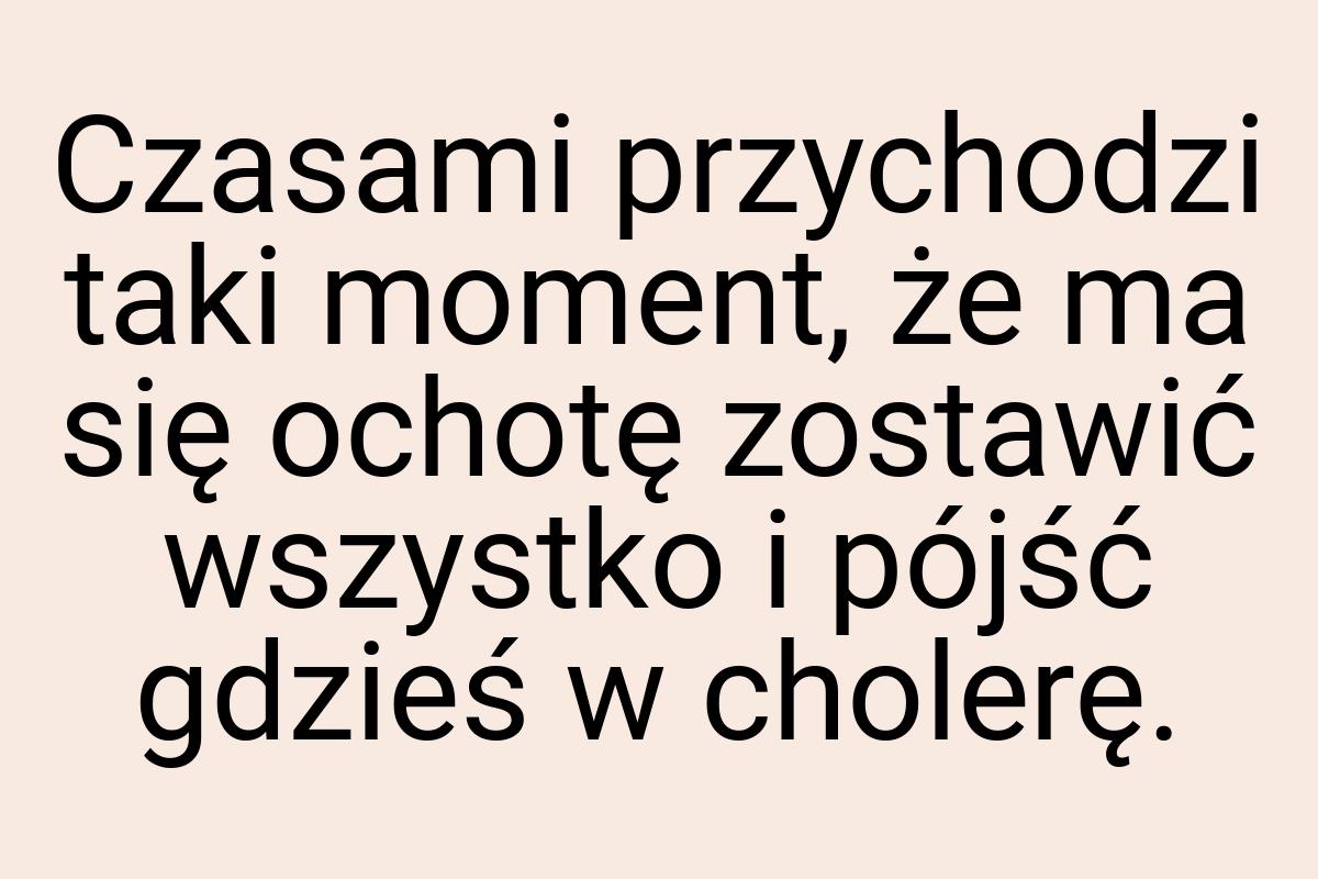 Czasami przychodzi taki moment, że ma się ochotę zostawić