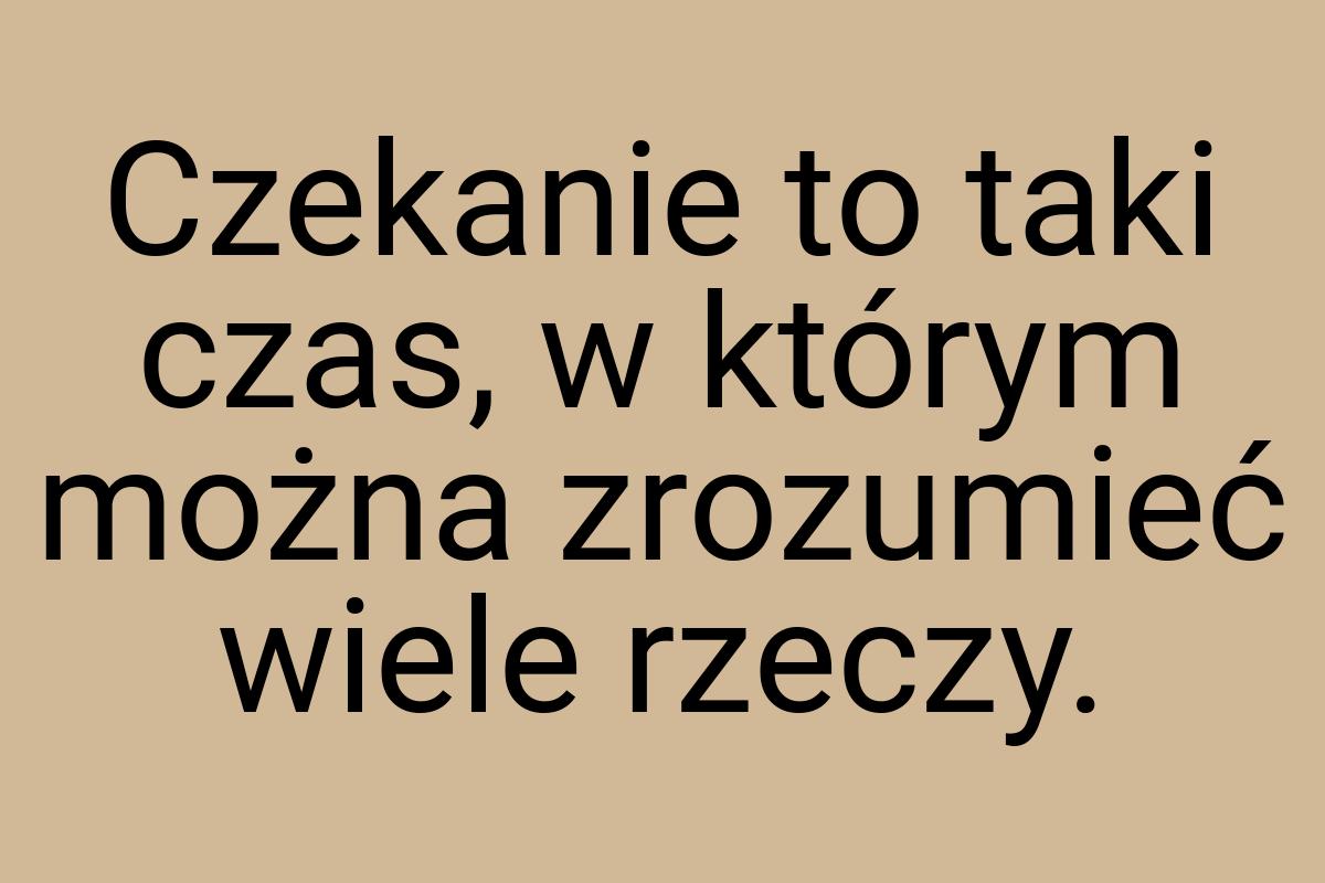 Czekanie to taki czas, w którym można zrozumieć wiele