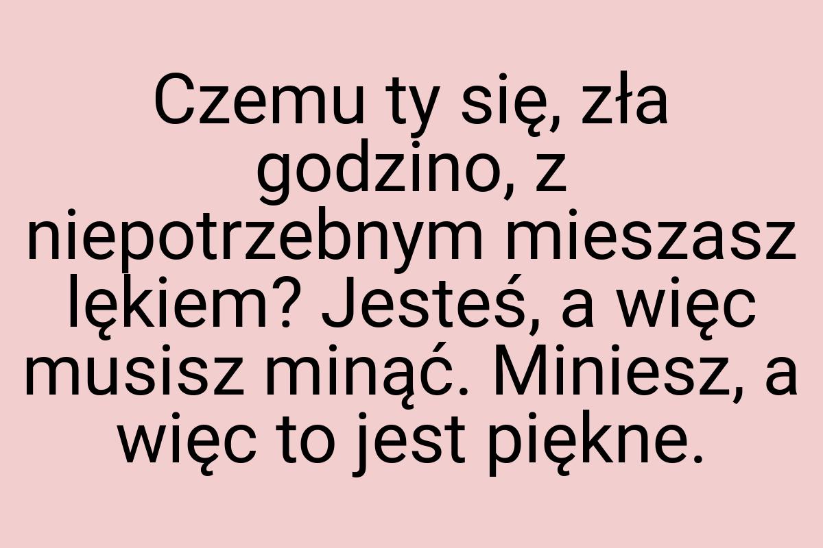 Czemu ty się, zła godzino, z niepotrzebnym mieszasz lękiem