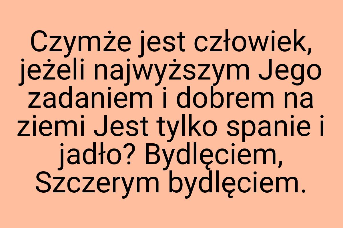 Czymże jest człowiek, jeżeli najwyższym Jego zadaniem i